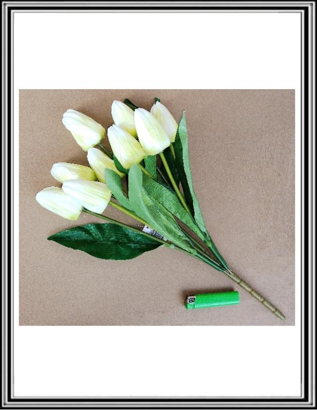 Kytica tulipánov 9 hlav 44 cm biele