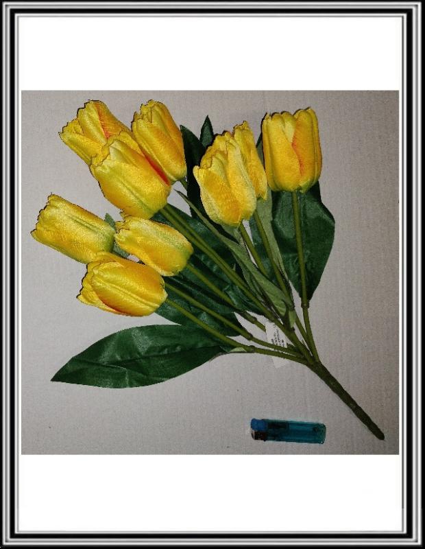 Umelá kytica žltá 40 cm 9 hlav CV26813-MIX tulipány