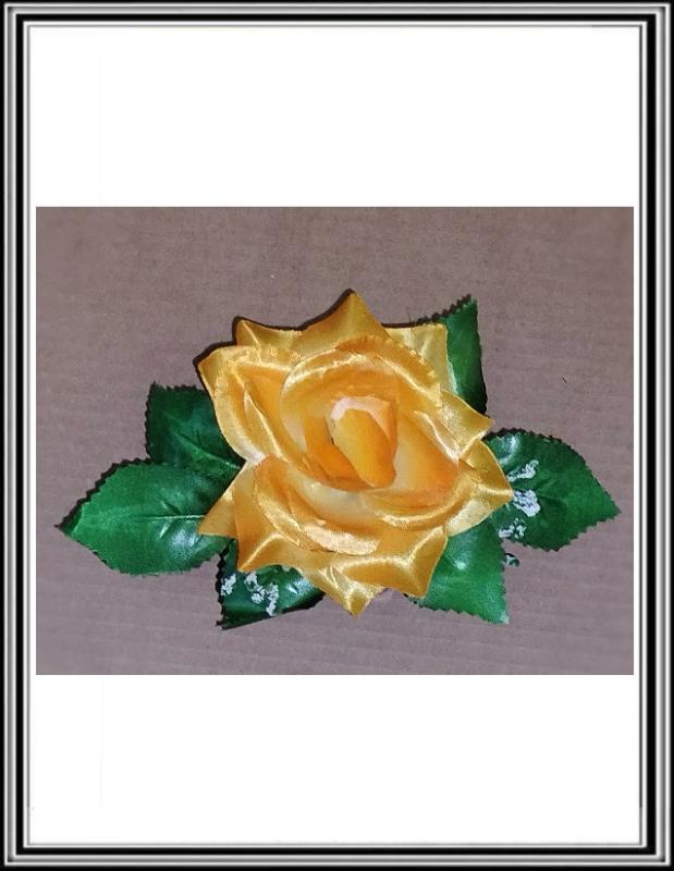 Hlavička kvetu ruža s lístkami  11 cm W674 oranžová