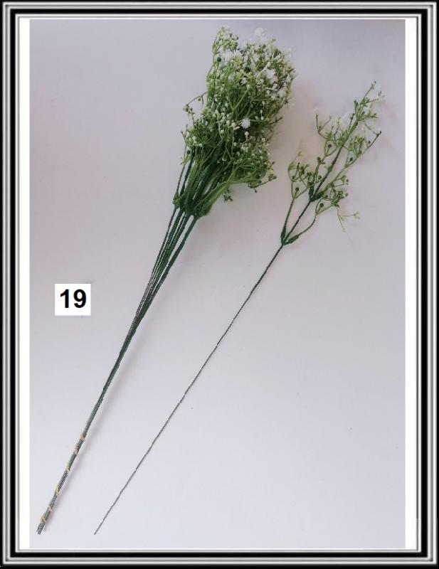 Konárik č 19 , 53 cm s bielymi drobnými kvietočkami