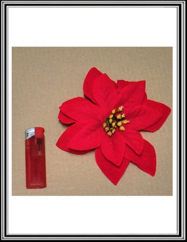 Vianočný kvet 17 cm červený plyš