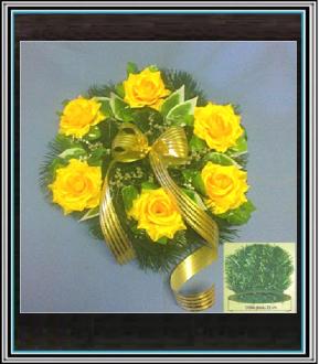 Venček stredný 35 cm  - 6 žlté ruže