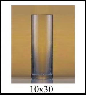 Sklenená váza 10x30 cm hrubšia - vrch zabrúsený 17-290