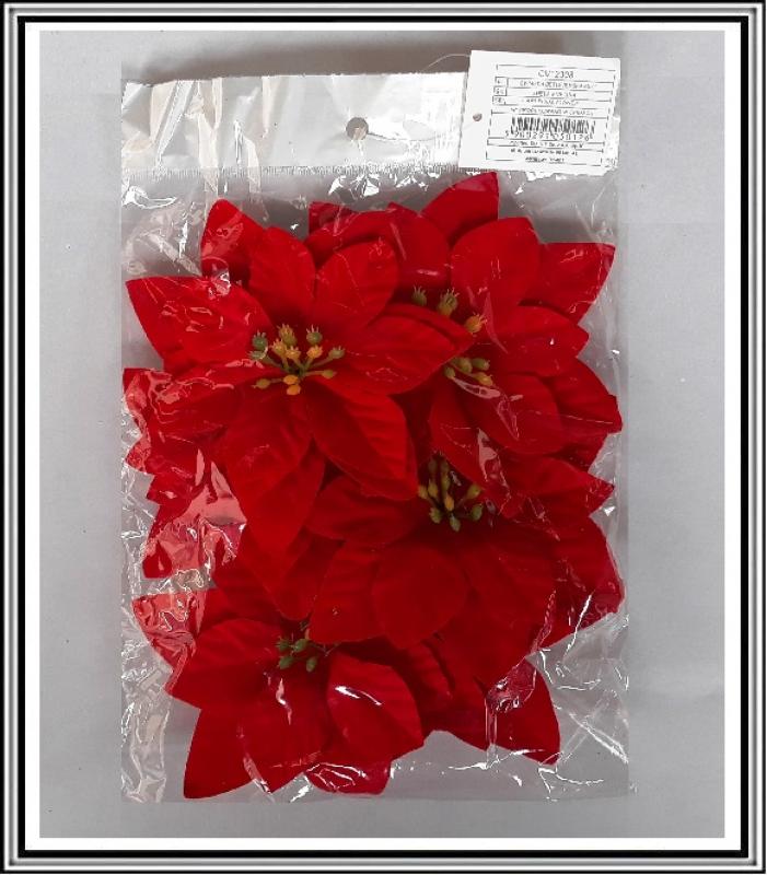Sadá 12 ks Vianočných kvetov 12 cm  č 4026 (kus 0,27 €)