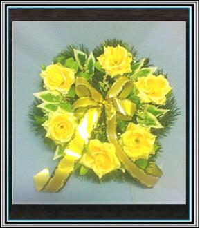 Venček stredný 35 cm - 6 zlaté ruže