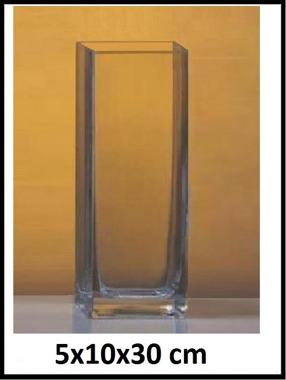 Kvader - Sklenená váza kváder č  9684-A , 5x10x30 cm