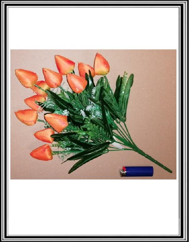 A Umelá 42 cm kytička 12 hlav tulipánov KX-2009 oranžová