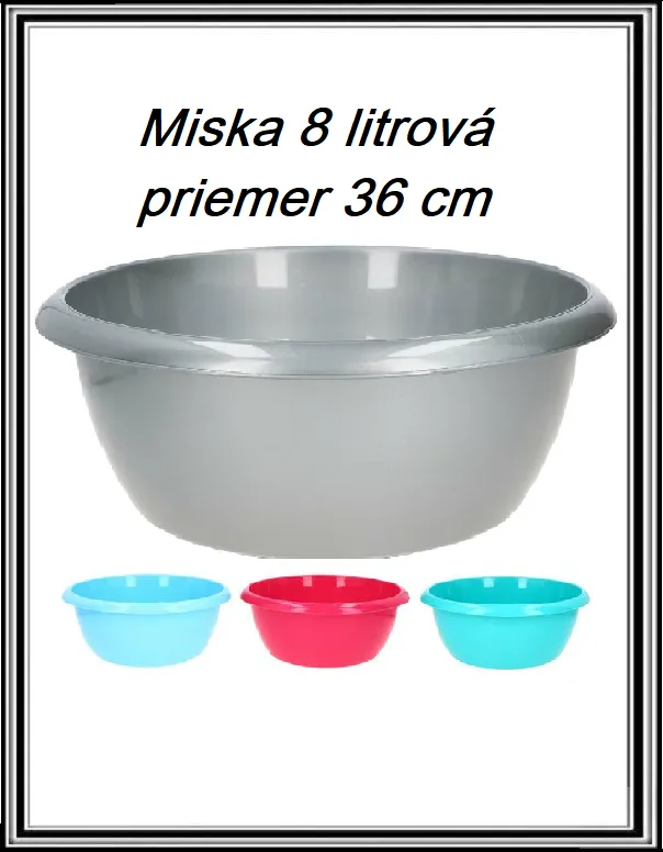 Kuchynská miska 8 litra priemer 36 cm č PL20-0663