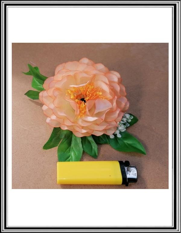 Hlavička kvetu Pivonia s lístkom  č 41100015 Sv. oranžová
