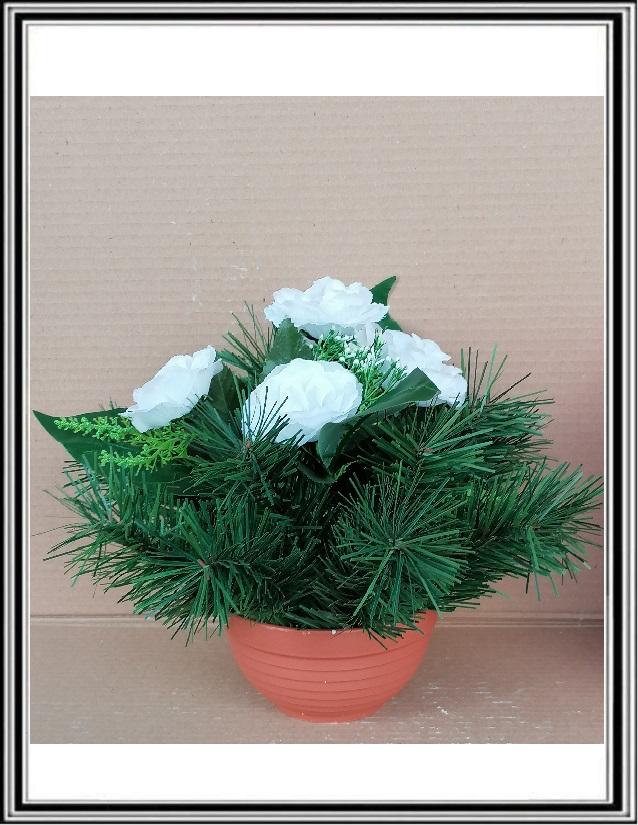 Umelé kvety v malej miske - MINY biele  XY 02B