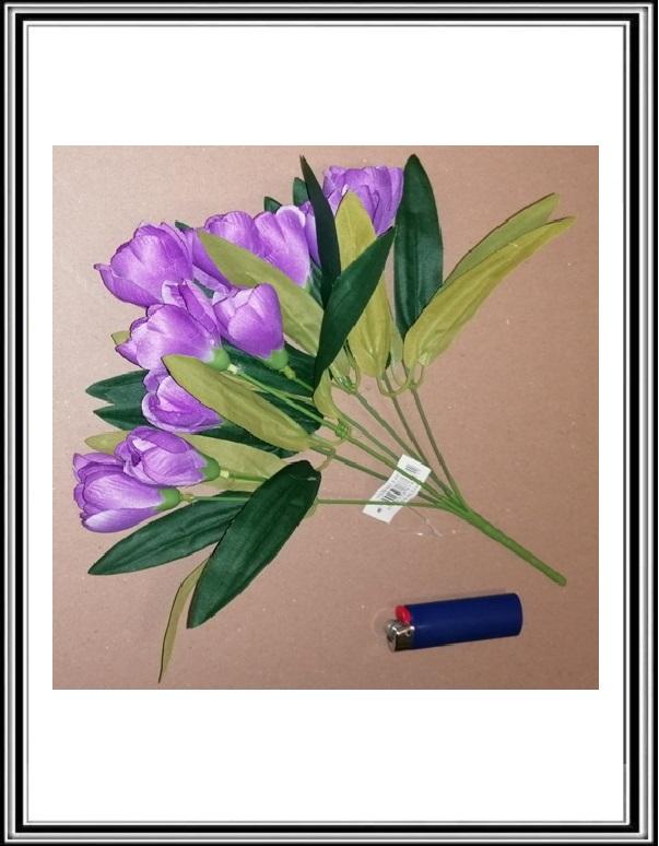 A Umelá 10 hlavová 34 cm kytička fialových tulipánkov č EJ0014 K 876771