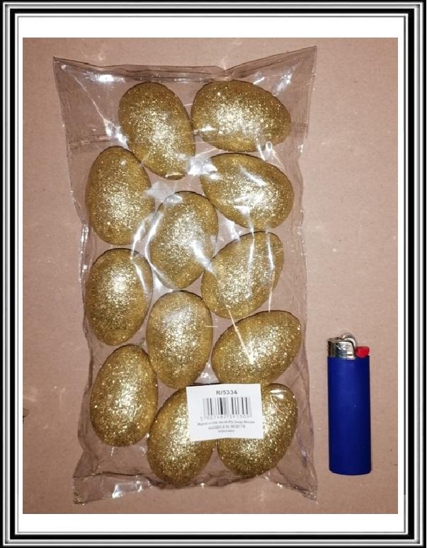 Sadá 12 ks zlatých perleťových vajíčok 5,5 cm č R/5334