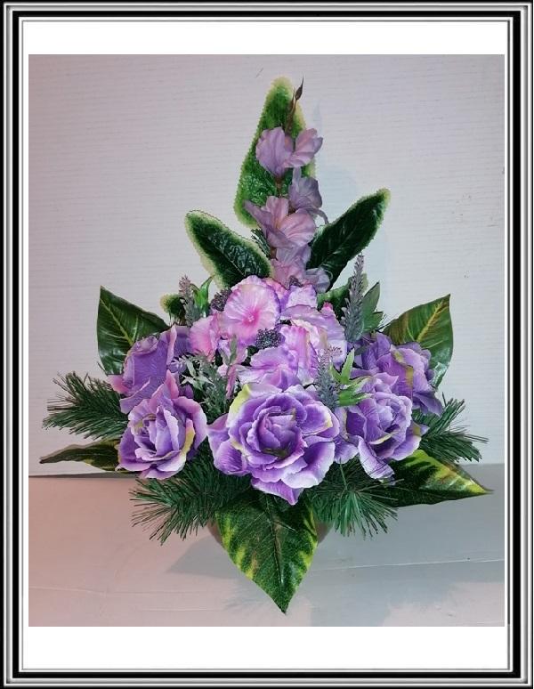 Umelé kvety v miske v-55 cm č 122 hortenzia Fialová