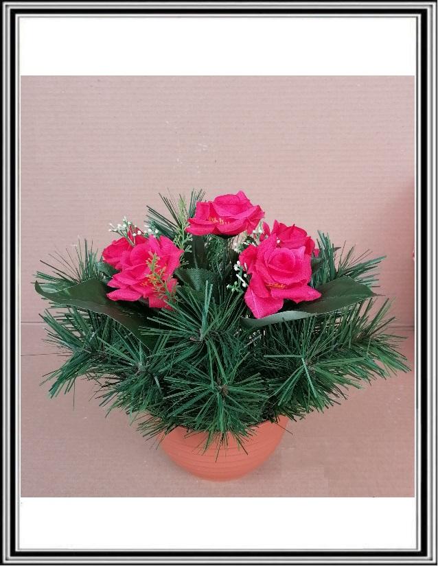 Umelé kvety v malej miske - MINY ružová   XX 02R