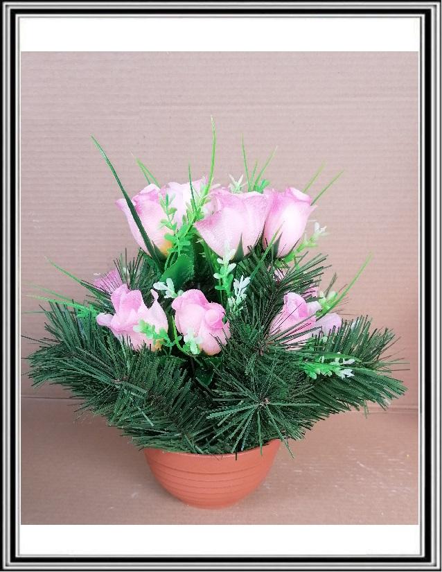 A Umelé kvety 12 ks v malej 16 cm miske č ZOS 81 - sv. ružová