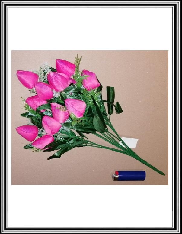 A Umelá 42 cm kytička 12 hlav tulipánov KX2009 ružová