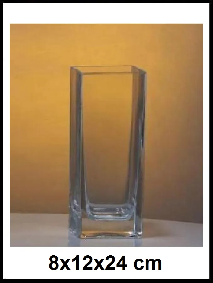 Kvader - sklenená váza číra 8x12x24 cm  č. LA17-2417
