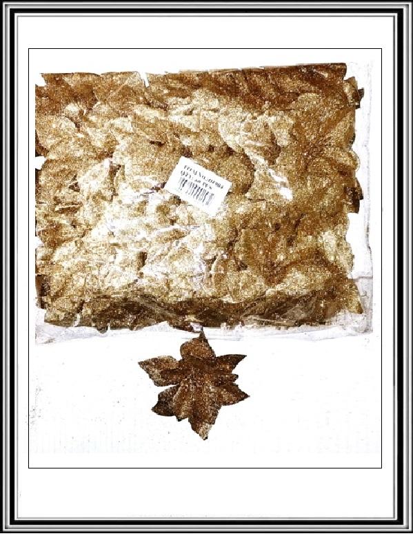 Vianočný zlatý BROKÁT 14 cm kvet č HF004  - V sačku je 48 ks