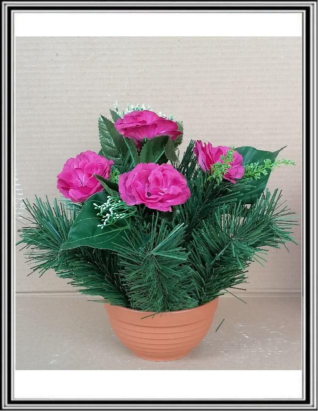 Umelé kvety v malej miske - MINY ružovo fialové XY 02RF
