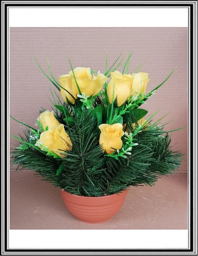 A Umelé kvety 12 ks v malej 16 cm miske č ZOS 81 - žltá