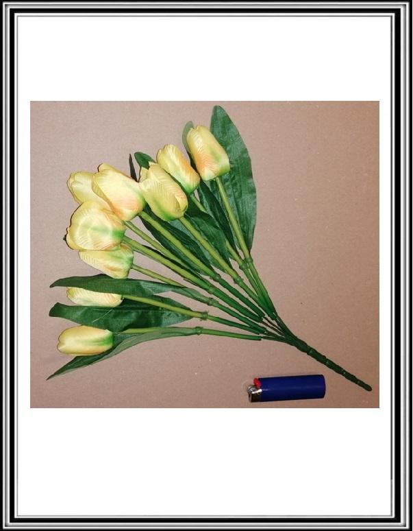 A Umelá 42 cm kytička 9 hlav tulipánov KX2009 žlto farebná