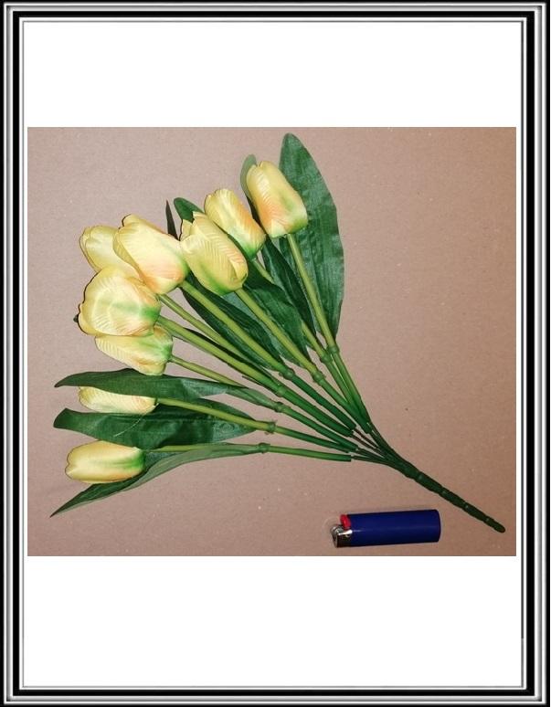 A Umelá 42 cm kytička 9 hlav tulipánov KX2009 žlto farebná