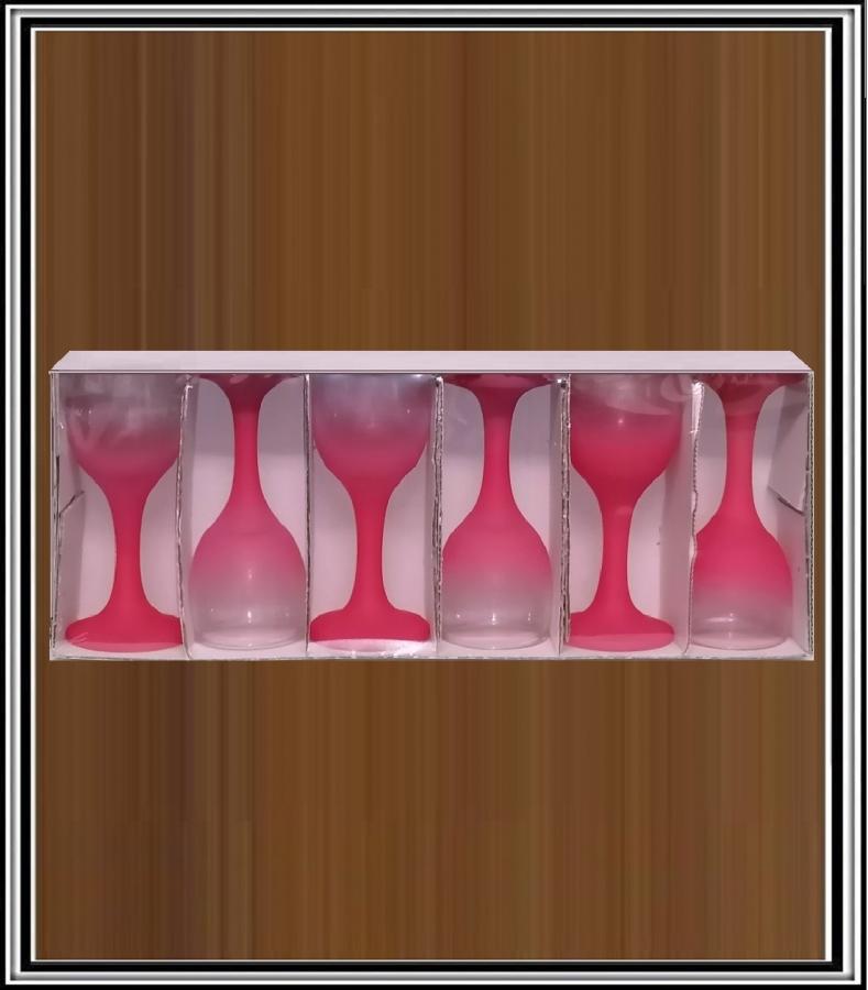 Sklenené poháre na alkohol štamperliky -  Ružové  6 ks