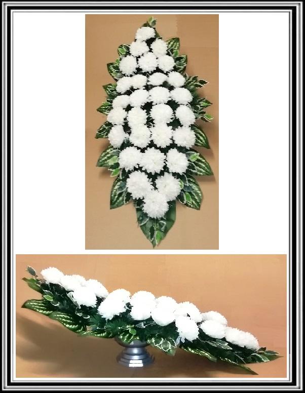Ikebana dlhá 140 cm s bielych chryzantén