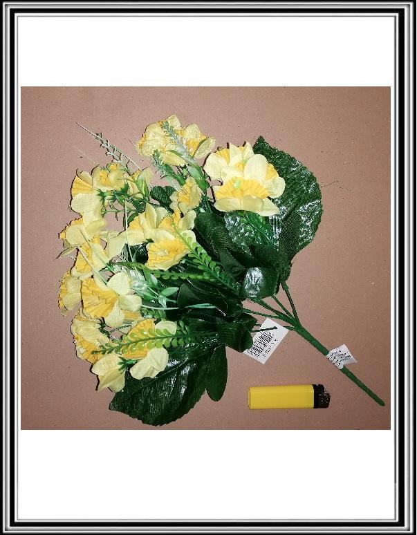 Umelá kytica  38 cm s malých narcisov FLO 11 K 845960, KX-1735-7   žltá