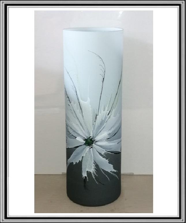 Sklenená váza KVETY Sivé10x30 cm valec