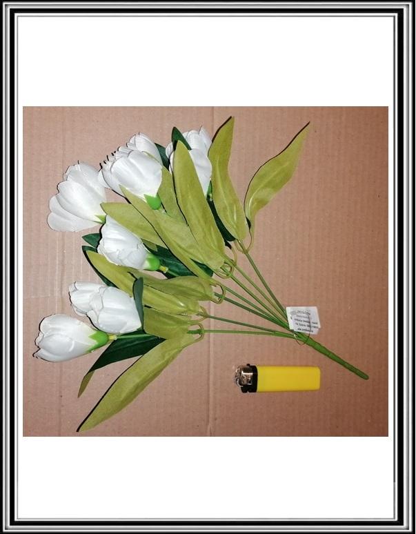 A Umelá 10 hlavová 34 cm kytička bielych tulipánkov č EJ0014 K 876771