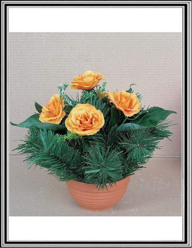 Umelé kvety v malej miske - MINY žlto oranž  XY 02 Or