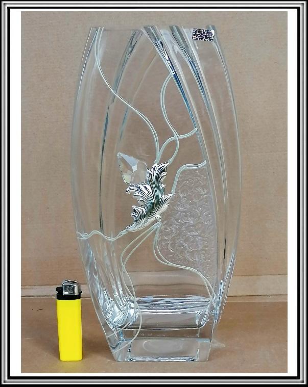 DIAMANT - sklenená váza zdobená kryštálom