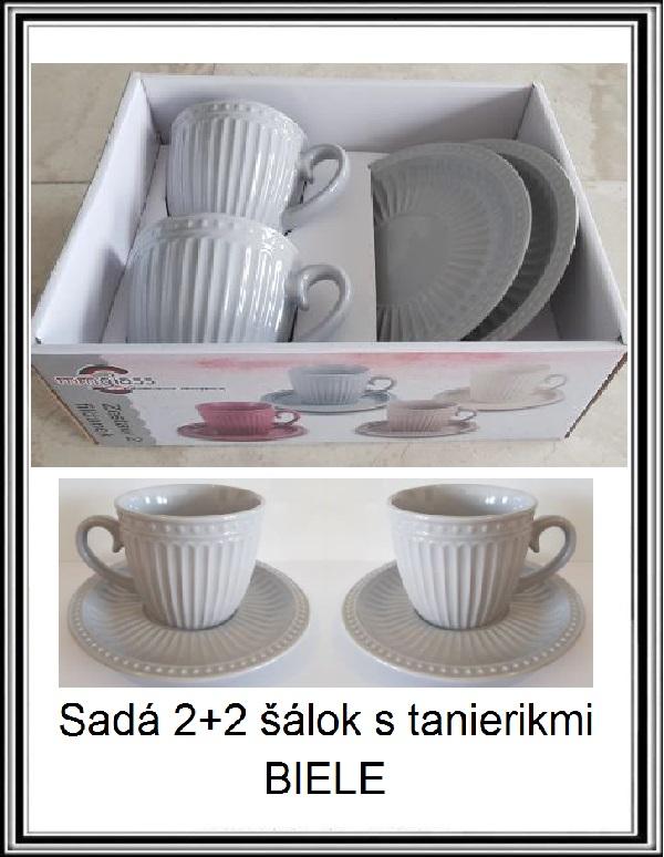 Sadá 2+2 šálok s tanierikmi v-7,5 cm, 250 ml - BIELE č.171299-3