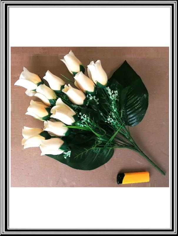 Umelá kytica ružičiek 43 cm 12 hláv,TN1050 krémová