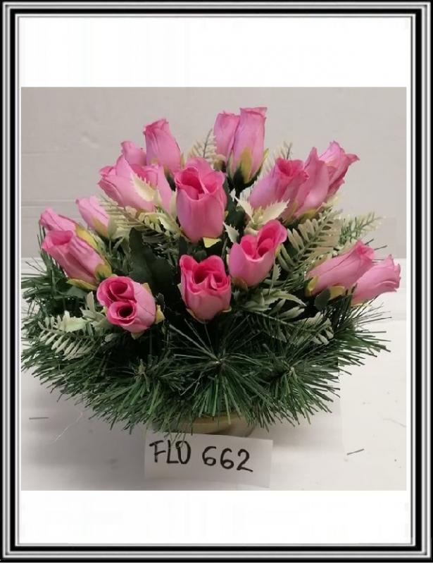 Umelé kvety v malej miske FLO 662 DUPEĽ 20 ks ružové ružičky  2921