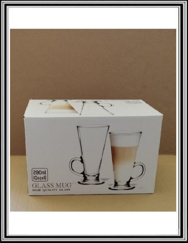 Sadá 6 ks sklenených hrnčekov Latte 280 ml.