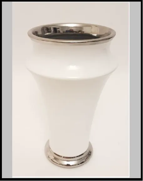 Keramická váza bielo strieborná č.38604, v-25 cm, pr. 15 cm