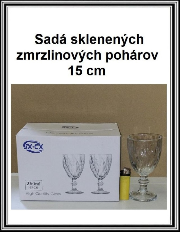 Sadá 6 ks sklenených zmrzlinových pohárov na stopke 15 cm 200 ml
