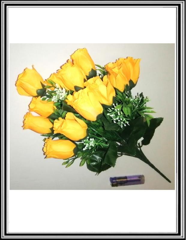 A Umelá 47 cm kytica s 12 hlavami KX-74020 Svetlo oranžová