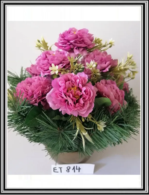 Umelé kvety v malej miske ET814  ružová