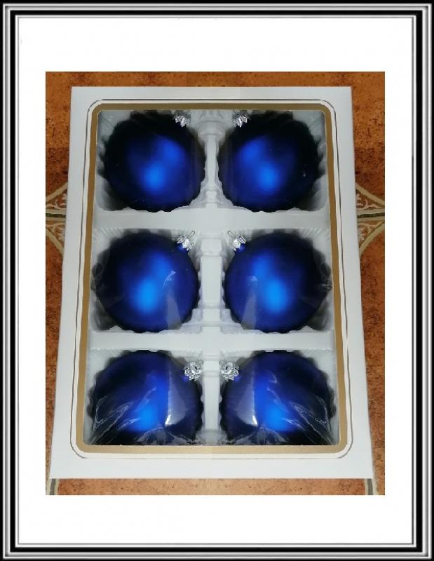Sklenené gule priemeru 6 cm, 6 kusov modré
