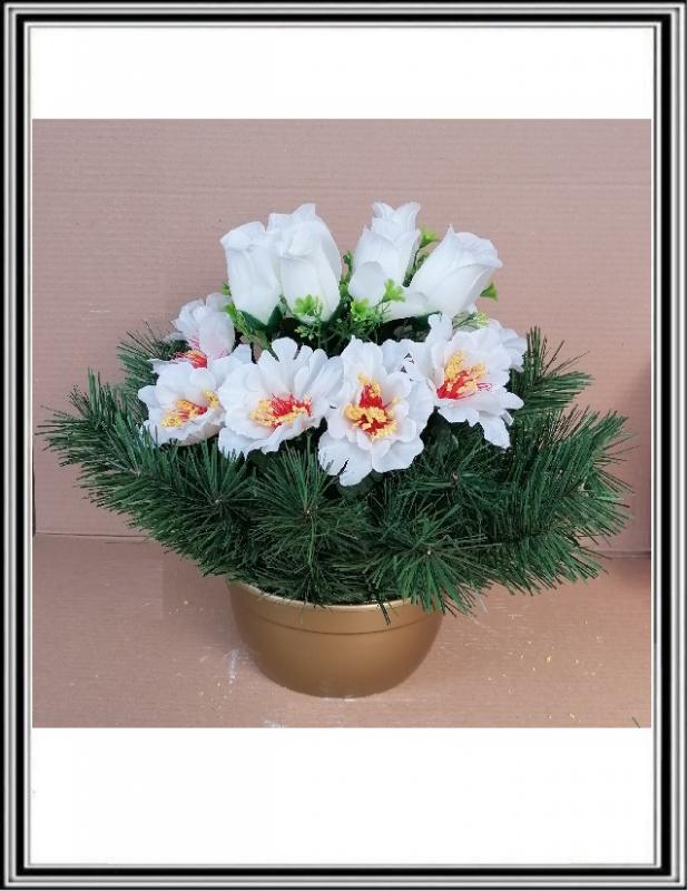 A Umelé kvety DUPEĽ 16 hlav v 19 cm miske č F4337-16, K433789 biela