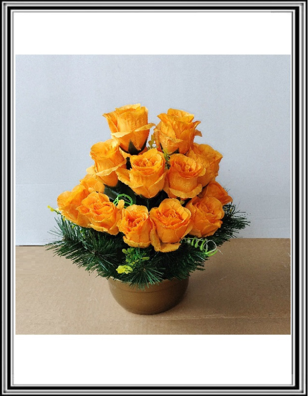 Umelé kvety v miske 18 hlav zaťažené DUPEĽ č 181 - žlté