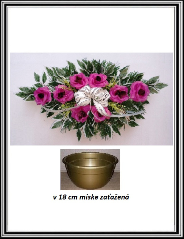 Ikebana so stuhou SPOMÍNAME s ružami zaťažená - cyklámenová