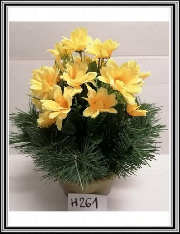 Umelé kvety v malej miske H261 žlté