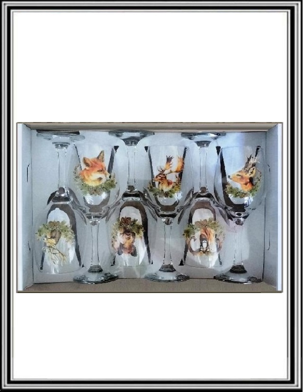 Sklenené poľovnícke pohárov na víno 250 ml NOVÉ obázky zvierat