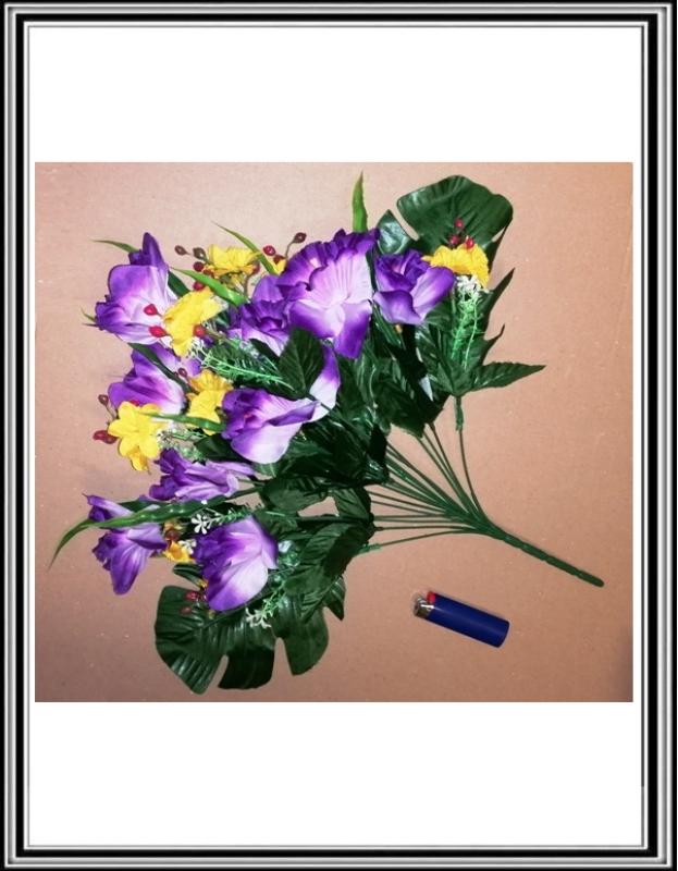 Umelá veľká kytička fialových narcisov so žltým K 219-100013