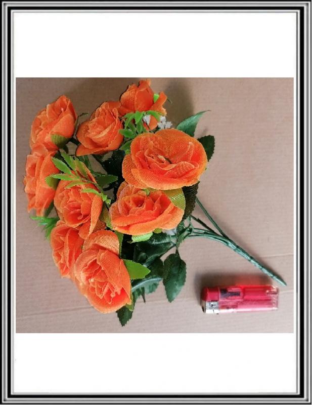 Malá 26 cm kytička ružičiek 10 hláv H 098 K 802428  Oranž