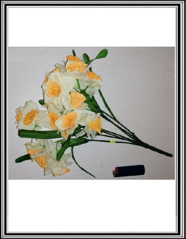 Umelá kytička NARCIS K 467296 40 cm bielo žltý
